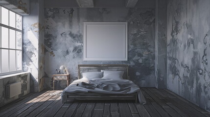Bedroom with modern interior and with empty walls