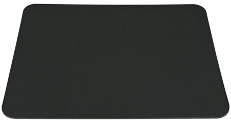 Black mouse pad made of rubber-based fabric isolated on a transparent background. Completely in focus.