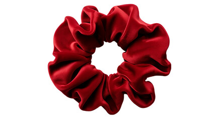 Naklejka premium A red silk scrunchie, isolated on a transparent background.