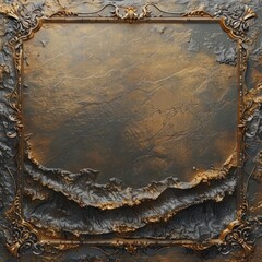 Gold Background with Metal Frame and Elements in the Style of Gold Metallic Carvings - Naturalistic Softbox Lighting Canvas - Gold Lightbox Background created with Generative AI Technology