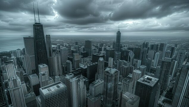 chicago skyline top view