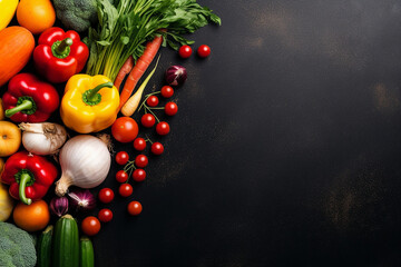 Assortment of fresh vegetables on dark background