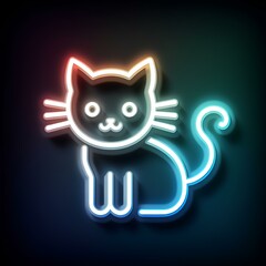 neon style icon of a cat with gradient colors, animal icon, cat icons