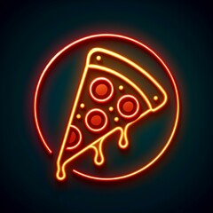 neon style icon of a pizza, icon for food, food icon, restaurant icons, icon for restaurant
