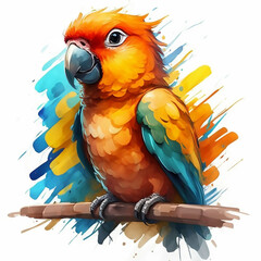 Obraz premium Parrot cartoon clipart in oil painting