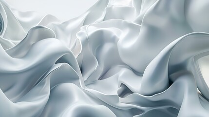 Fototapeta premium Closeup of rippled white silk fabric. 3d rendering