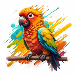 Obraz premium Parrot cartoon clipart in oil painting