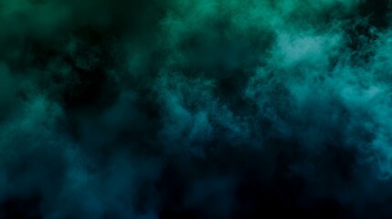 Fototapeta na wymiar Dense multicolored smoke of blue and green colors on a black isolated background