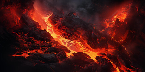 Fototapeta premium Dramatic volcanic lava eruption
