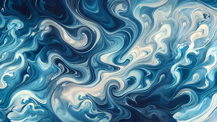 oil paint Soothing Swirls of Blue Abstract Fluid Art Mimicking Ocean Waves