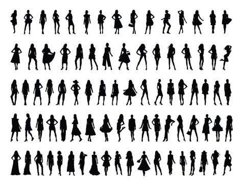 Fashion women silhouette vector art white background