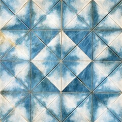 Abstract blue colored traditional motif tiles wallpaper floor texture background banner