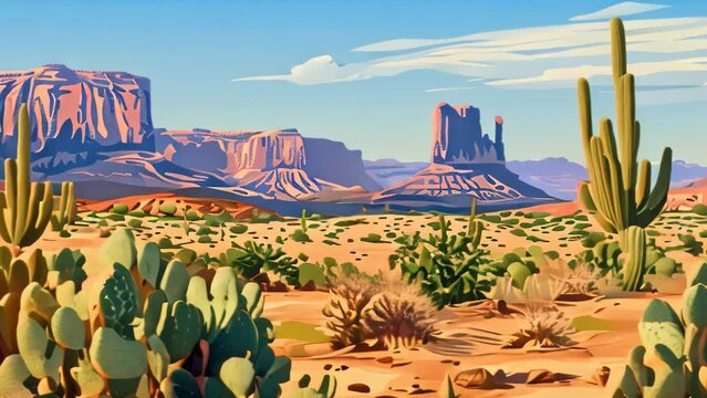 Seamless horizontal landscape background with desert