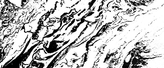 Vector swirled and curled stripes and brush strokes texture. Marble or acrylic white and black imitation.