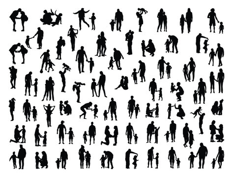 Parents silhouette vector art white background