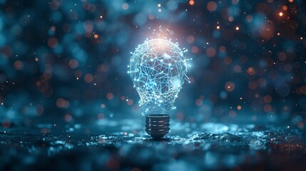 Enlightened Network: Conceptual Lightbulb with Digital Connections – Illuminating Ideas in a Connected World