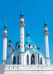 Fototapeta na wymiar The Kul Sharif Mosque in summer sunny day. Kazan Kremlin. Republic of Tatarstan. Russia