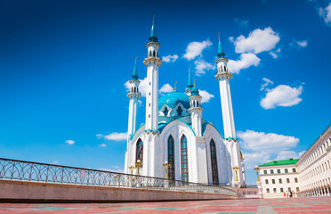 The Kul Sharif Mosque in summer sunny day. Kazan Kremlin. Republic of Tatarstan. Kazan. Russia - 744656883