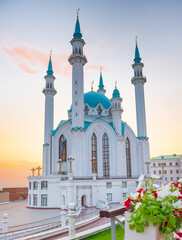 The Kul Sharif Mosque in sunset time. Kazan Kremlin. Republic of Tatarstan. Russia  - 744657006