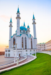 Fototapeta na wymiar The Kul Sharif Mosque. Summer sunset. Kazan Kremlin. Republic of Tatarstan. Russia