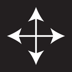 Arrows of four directions, linear icon. Black icon on white back, eps10