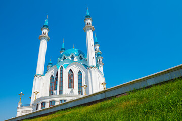 The Kul Sharif Mosque in summer sunny day. Kazan Kremlin. Republic of Tatarstan. Kazan. Russia - 744657075