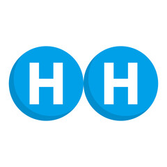 Flat design hydrogen molecule icon. Vector.