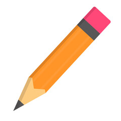 Orange pencil icon. Stationery. Vector.