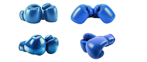 Blue boxing gloves isolated on transparent background - obrazy, fototapety, plakaty