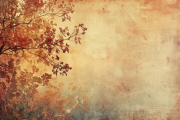 Autumn Leaves on Vintage Textured Background, Artistic Fall Concept