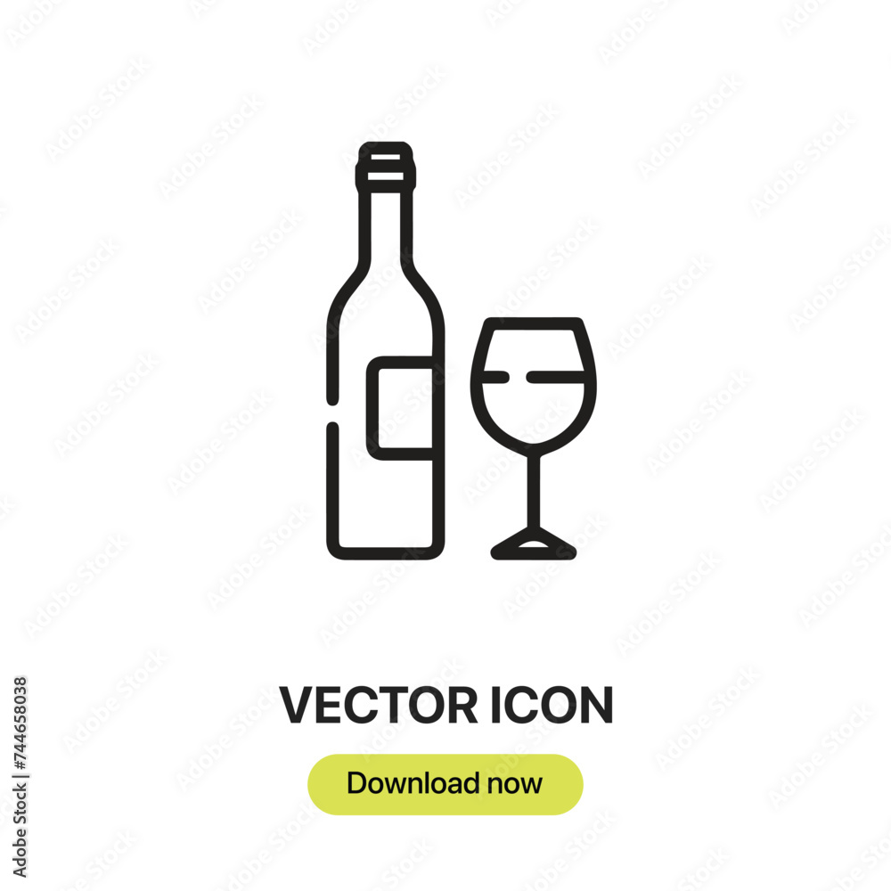 Poster wine bottle icon vector. linear-style sign for mobile concept and web design. wine bottle symbol ill