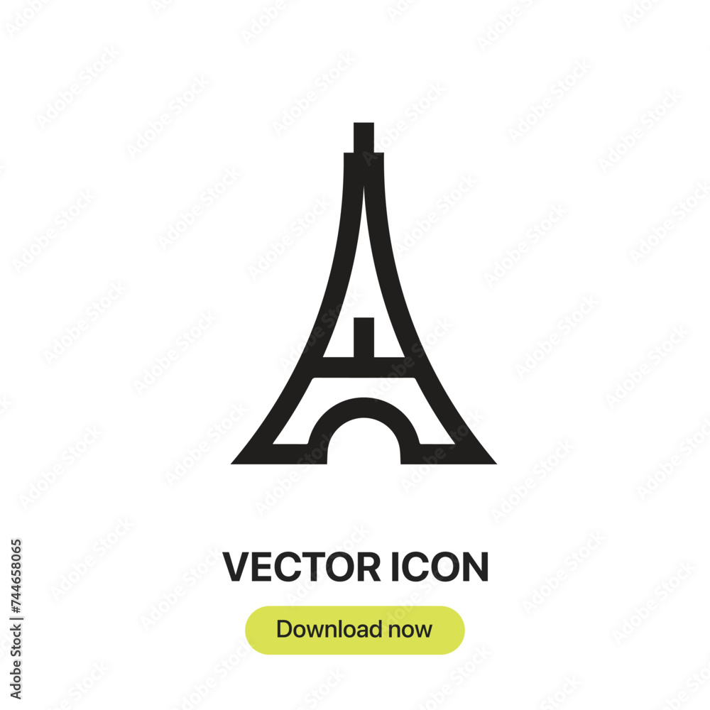 Poster eiffel tower icon vector. linear-style sign for mobile concept and web design. eiffel tower symbol i