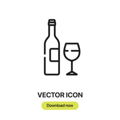 Wine Bottle icon vector. Linear-style sign for mobile concept and web design. Wine Bottle symbol illustration. Pixel vector graphics - Vector.