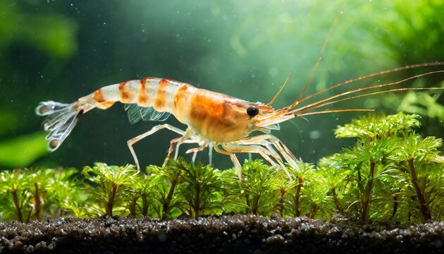 Tiger shrimp in freshwater aquarium