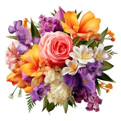 Fresh Spring Flowers A Colorful Bouquet on White Background