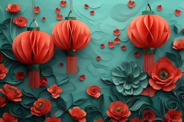Foto op Plexiglas poppies on a green background © nan