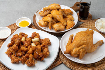 Sweet and sour chicken, garlic, soy sauce, spicy, old, fried chicken, fried chicken, fried chicken