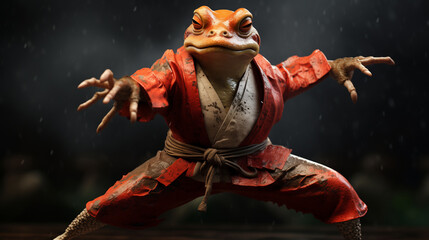 frog practicing martial arts
