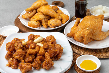 Sweet and sour chicken, garlic, soy sauce, spicy, old, fried chicken, fried chicken, fried chicken