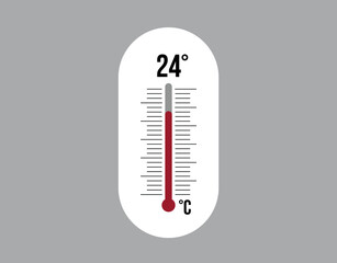 24° degrees Celsius. Thermometer vector to measure climate temperature, weather forecast and heat concept