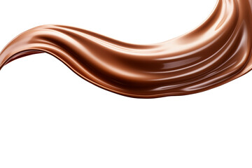 Dark brown Chocolate, coffee or cocoa liquid swirl splash with little choc bubbles isolated on clear png background, liquid fluid element flowing in form of wave.