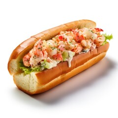 Delicious Lobster Roll A Gourmet Treat on White Background