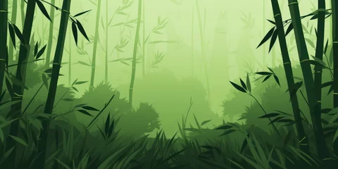 Gordijnen Serene Bamboo Forest Vector Art Peaceful and Simple © Usablestores