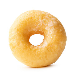 Front view of single delicious Cinnamon Sugar Mini Donuts isolated with clipping path and shadow in png file format Donuts with sugar sprinkle