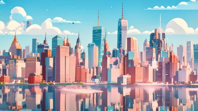Seamless cartoon cityscape background
