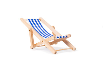 Chaise longue on a white background, beach chair, isolated lounger, sunbathing