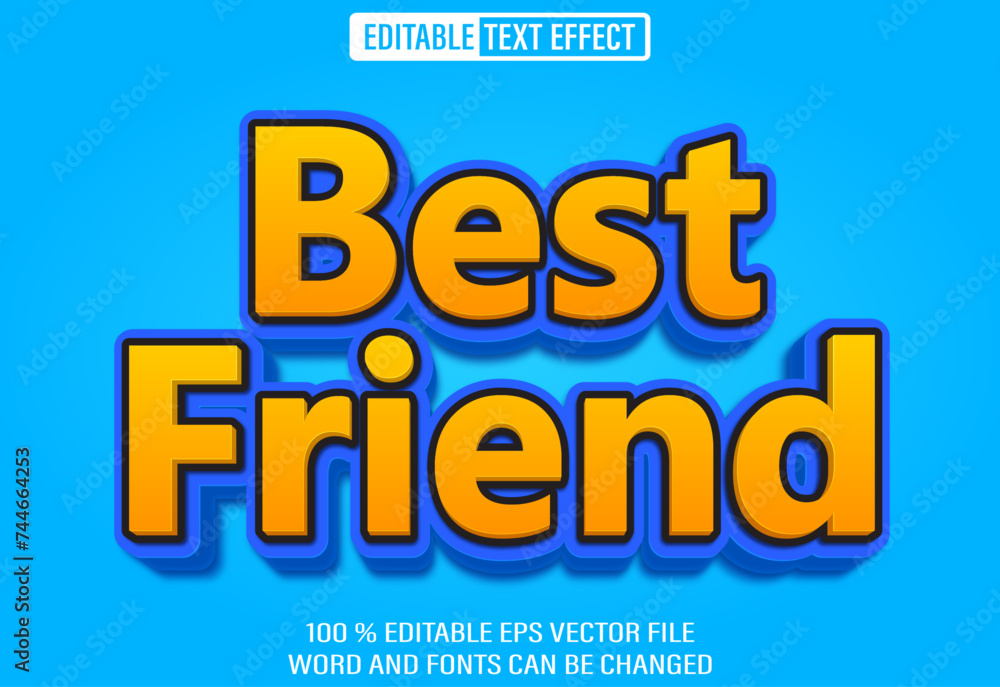 Poster editable 3d text style effect - best friend text effect template