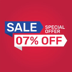 Special offer 7 Percent sale. Banner template design Vector illustration.