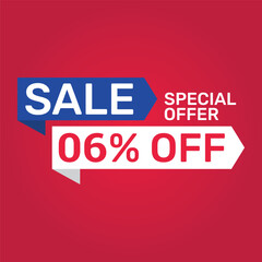 Special offer 6 Percent sale. Banner template design Vector illustration.