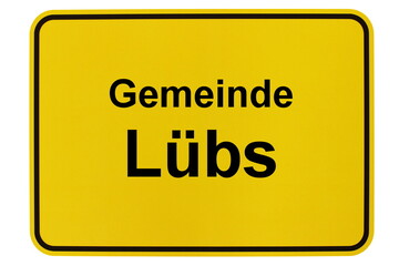 Illustration eines Ortsschildes der Gemeinde Lübs in Mecklenburg-Vorpommern